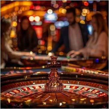 Pemandangan elegant meja live casino dengan dealer dan layar permainan